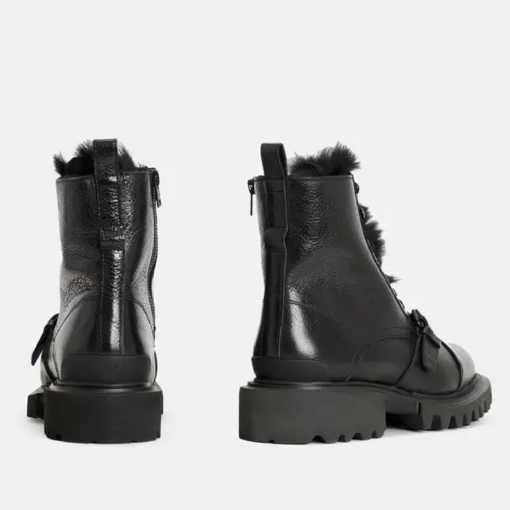 All Saints Tori Shearling Combat Boots 40/10 - Picture 4 of 13